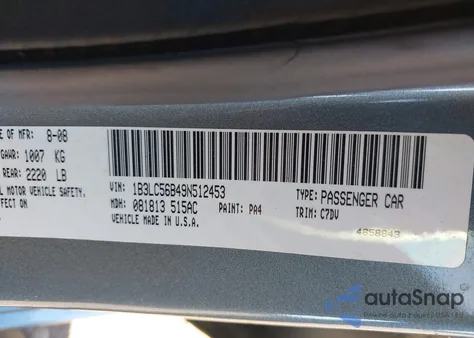 2009 Dodge Avenger Sxt from USA, damaged, VIN 1B3LC56B49N512453